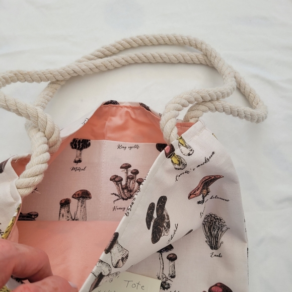 Cotton mushroom print book bag / tote - Picture 2 of 2